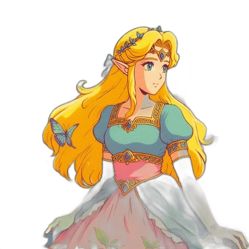 dress, crown, staff, pixel art, concept art, watercolor, fantasy art, pastel transparent PNG cut-out