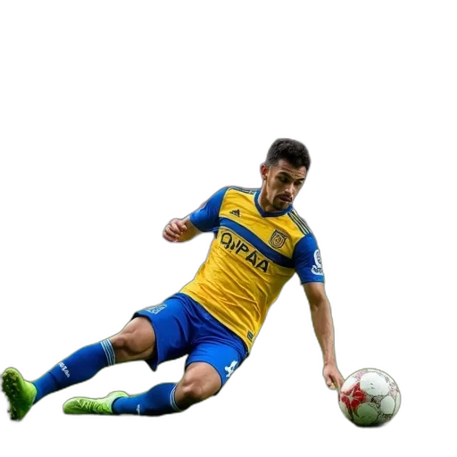 soccer, player, blue, yellow, uniform, sliding, grass, reach transparent PNG cut-out