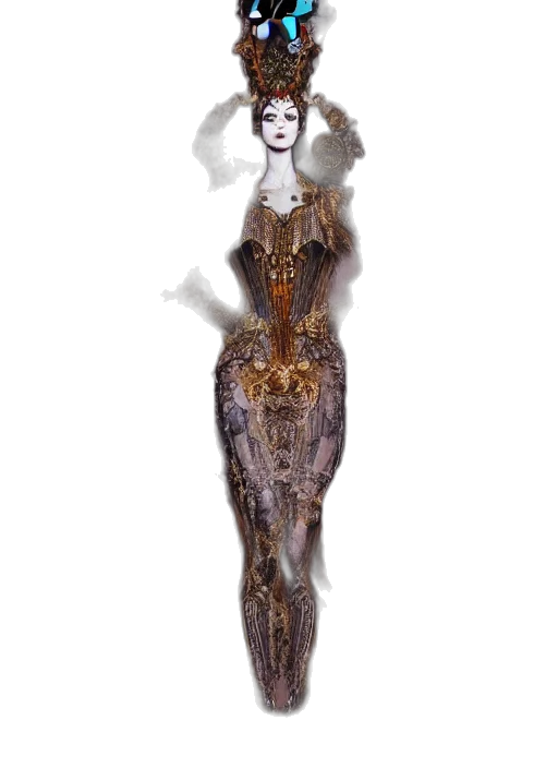 dress, creature, crown, staff transparent PNG cut-out