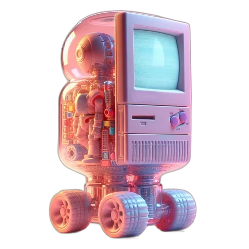 robot, car, weapon, furniture, vaporwave, 3d render, cyberpunk, concept art transparent PNG cut-out