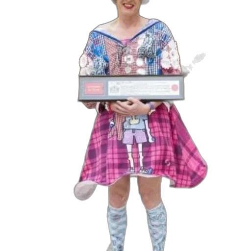 dress, robot, vaporwave, concept art, cyberpunk, person, colorful, holds transparent PNG cut-out