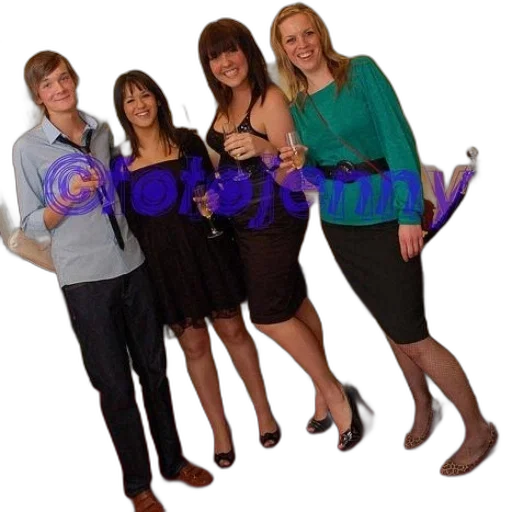 staff, jewelry, dress, four, people, pose, picture, red transparent PNG cut-out