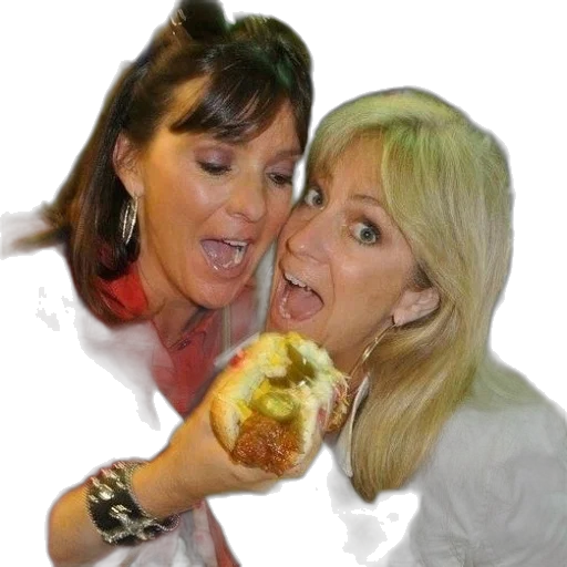 food, staff, photorealistic, two, women, share, hot, dog transparent PNG cut-out