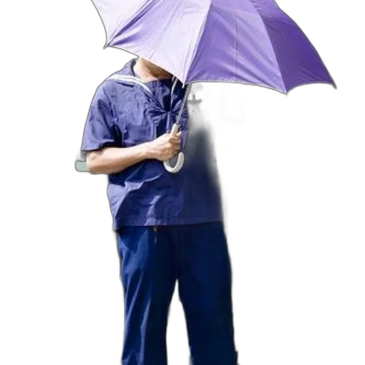 umbrella, staff, jacket, photorealistic, concept art, 3d render, rain, blue transparent PNG cut-out