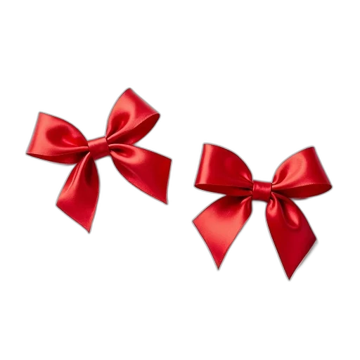 jewelry, 3d render, photorealistic, red, two, bows, placed, white transparent PNG cut-out