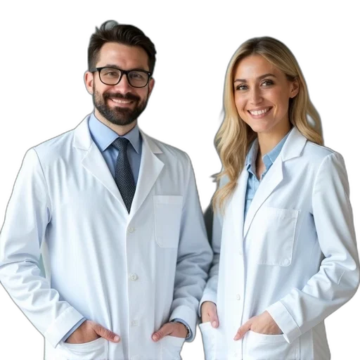 staff, jacket, man, woman, standing, next, each, other transparent PNG cut-out