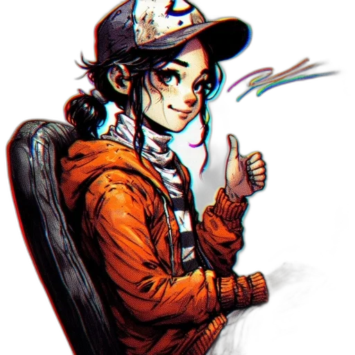 staff, jacket, hat, pixel art, comic book art, anime, cartoon, young transparent PNG cut-out