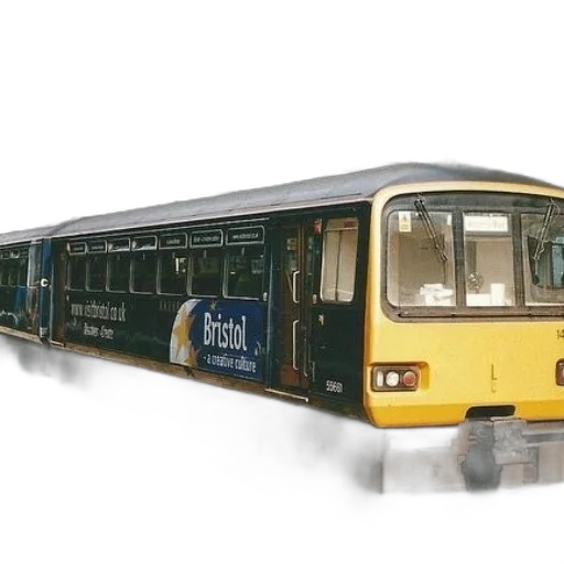 yellow, train, blue, advertisement, bristol, parked, station transparent PNG cut-out