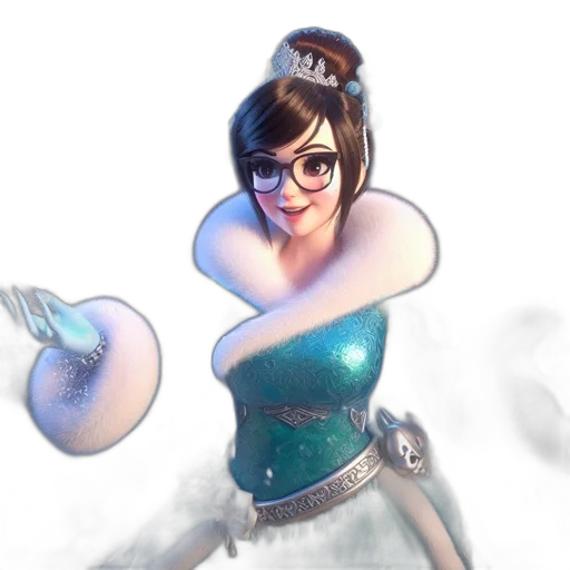 staff, dress, robot, crown, concept art, 3d render, fantasy art, cartoon transparent PNG cut-out