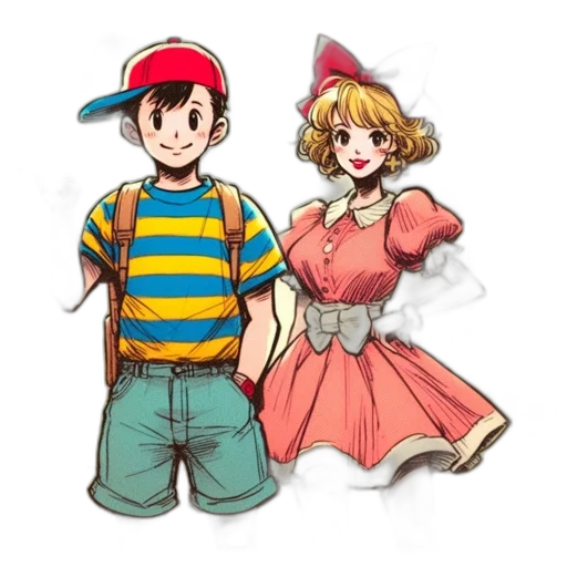 dress, hat, concept art, anime, pixel art, watercolor, red, colorful transparent PNG cut-out