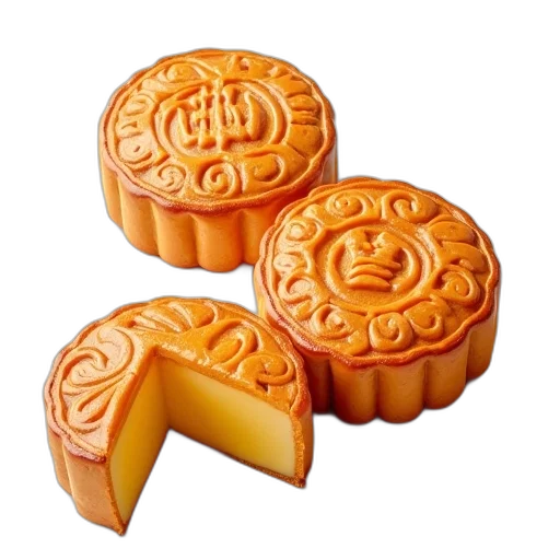 food, crown, three, moon, cake, piece, mooncakes, png transparent PNG cut-out
