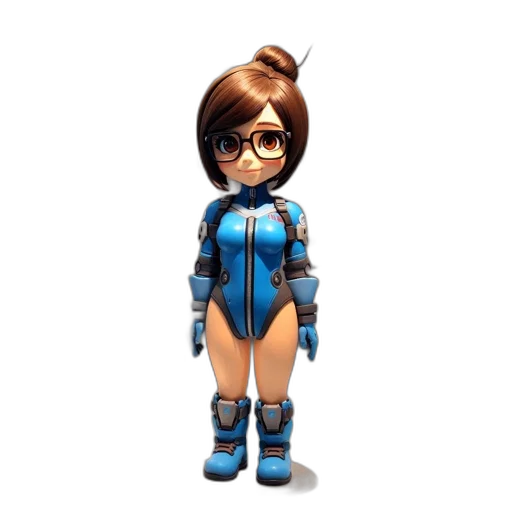 robot, dress, 3d render, concept art, cartoon, pixel art, blue, overwatch transparent PNG cut-out