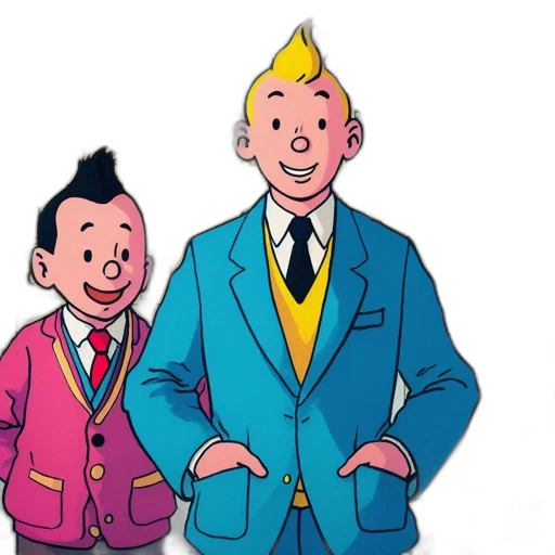 jacket, cartoon, concept art, comic book art, three, animated, characters, stand transparent PNG cut-out