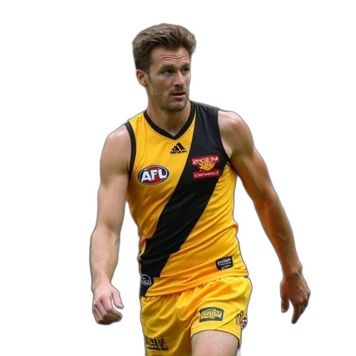 staff, yellow, black, afl, premiership, player, walking, past transparent PNG cut-out