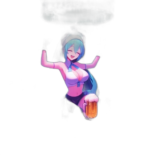 robot, bottle, concept art, vaporwave, pixel art, fantasy art, underwater, fog transparent PNG cut-out