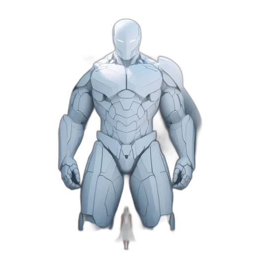 robot, 3d render, concept art, comic book art, fantasy art, blue, monochrome, massive transparent PNG cut-out