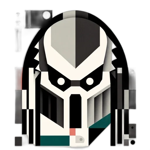 robot, mask, weapon, face, pixel art, concept art, cyberpunk, comic book art transparent PNG cut-out