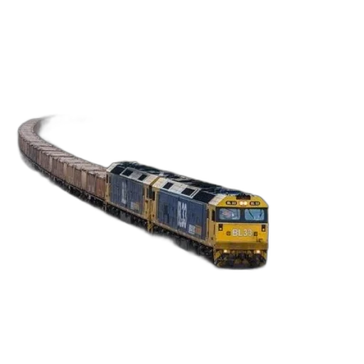 weapon, 3d render, photorealistic, long, train, cargo, cars, two transparent PNG cut-out