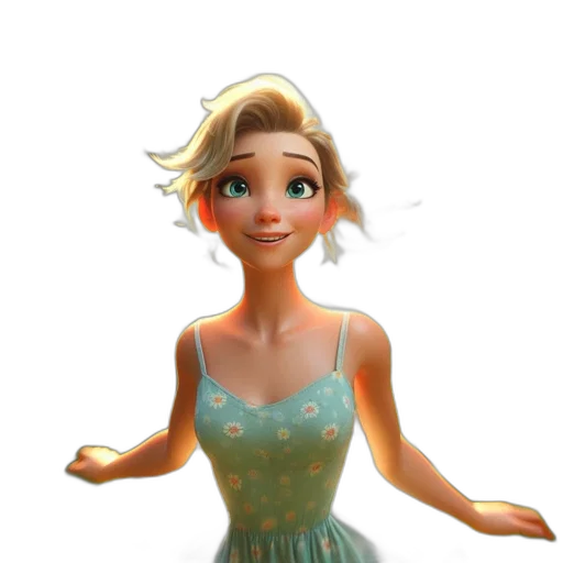 dress, face, crown, staff, 3d render, concept art, cartoon, fantasy art transparent PNG cut-out