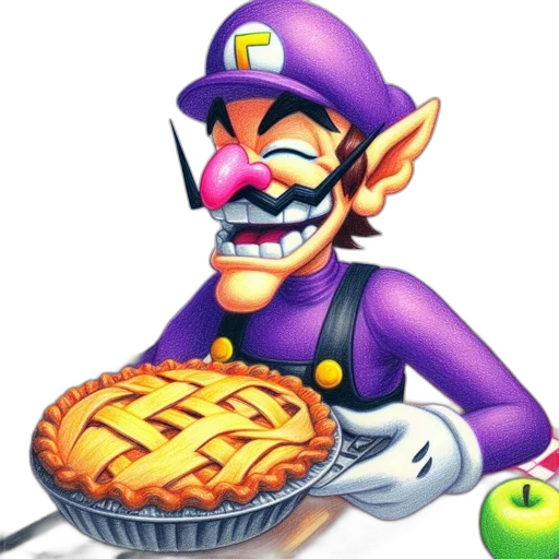 food, pixel art, 3d render, concept art, vaporwave, waluigi, iconic, antagonist transparent PNG cut-out