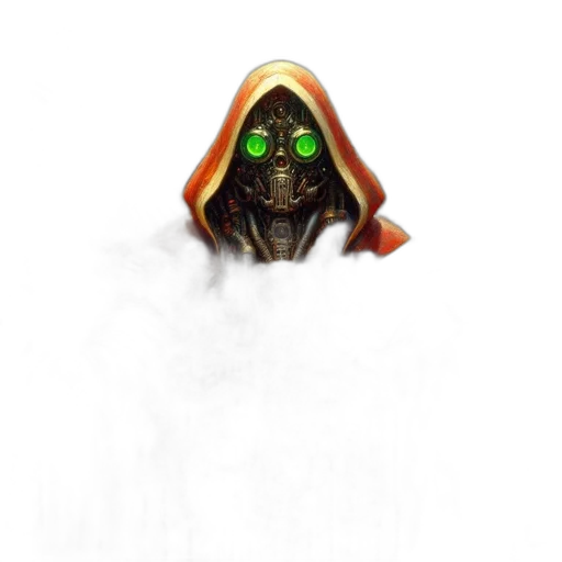 mask, staff, face, robot, concept art, fantasy art, pixel art, 3d render transparent PNG cut-out