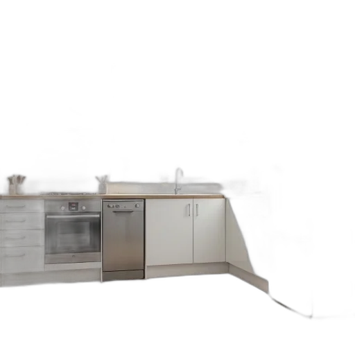 furniture, 3d render, concept art, photorealistic, modern, kitchen, white, cabinetry transparent PNG cut-out