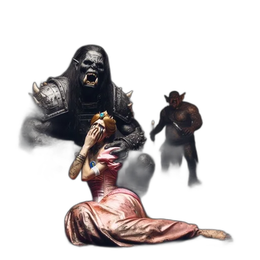 creature, dress, concept art, fantasy art, comic book art, pixel art, fire, fog transparent PNG cut-out