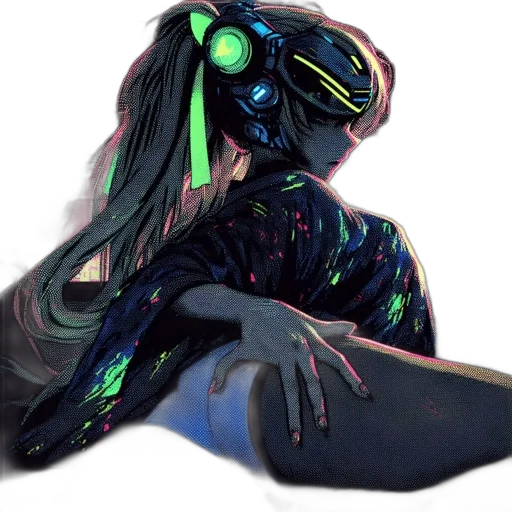 dress, mask, robot, creature, cyberpunk, concept art, anime, pixel art transparent PNG cut-out