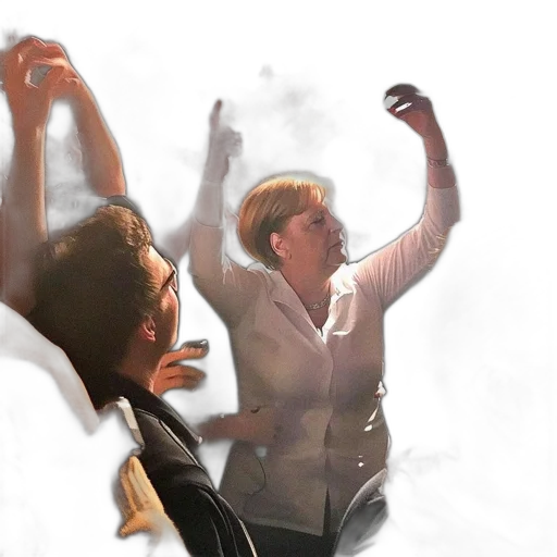 concept art, photorealistic, fire, woman, white, shirt, celebrates, energetic transparent PNG cut-out