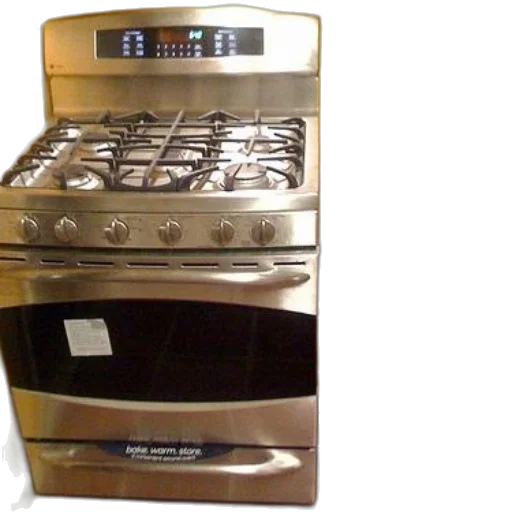 furniture, stainless, steel, stove, digital, display, six, knobs transparent PNG cut-out
