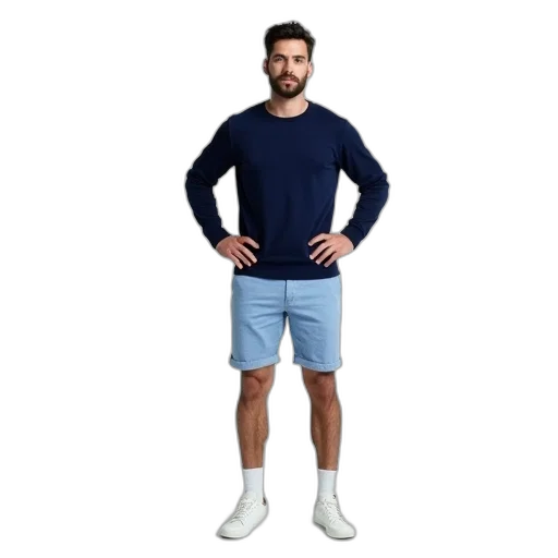 jacket, shoes, blue, monochrome, pastel, man, standing, his transparent PNG cut-out