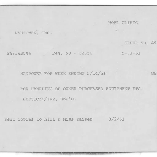 document, wohl, clinic, dated, may, 1961, detailing, order transparent PNG cut-out