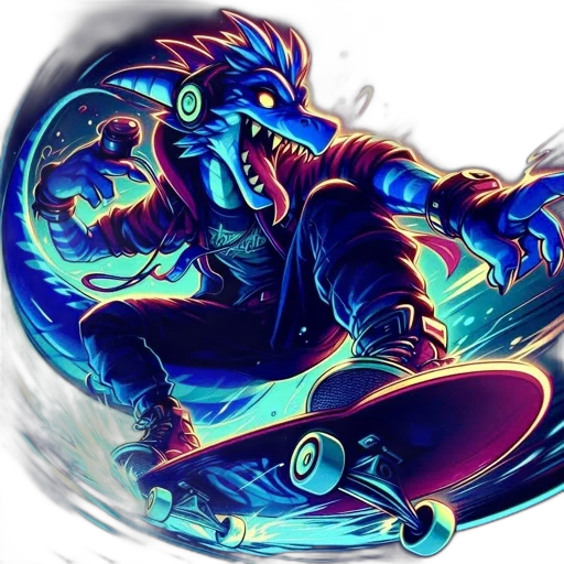 dragon, concept art, fantasy art, comic book art, anime, blue, neon-colored, dragon-like transparent PNG cut-out