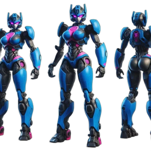 robot, concept art, 3d render, vaporwave, cyberpunk, blue, colorful, neon transparent PNG cut-out