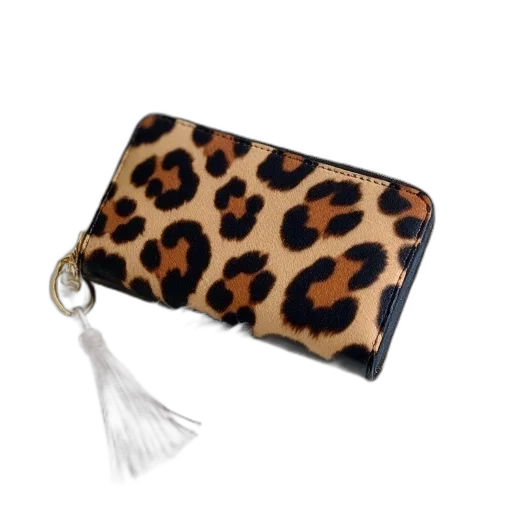 jewelry, close-up, image, leopard, print, wallet, tassel, keychain transparent PNG cut-out