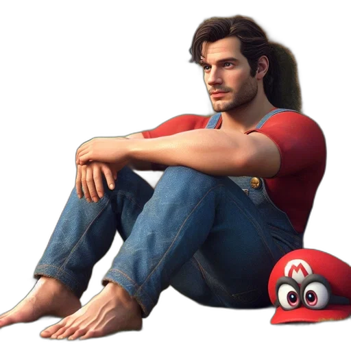 hat, concept art, 3d render, photorealistic, red, mario, male, video transparent PNG cut-out