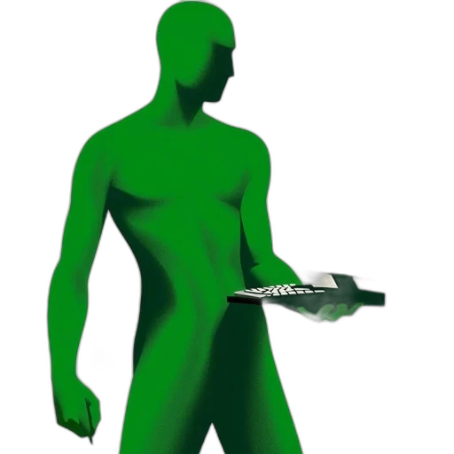 staff, robot, weapon, creature, 3d render, concept art, comic book art, green transparent PNG cut-out