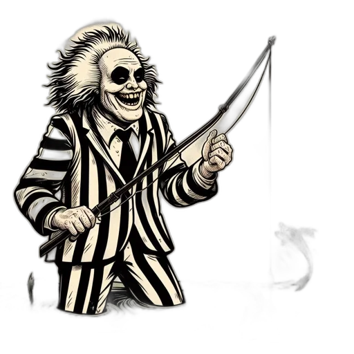 staff, jacket, weapon, creature, concept art, cartoon, comic book art, monochrome transparent PNG cut-out