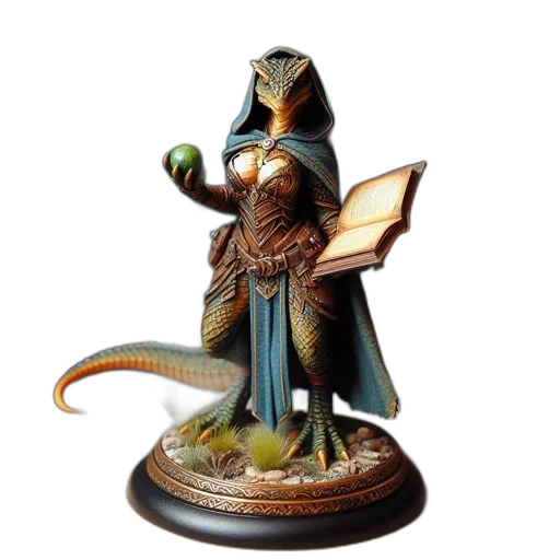 dragon, staff, fantasy art, concept art, 3d render, figurine, lizard-like, humanoid transparent PNG cut-out