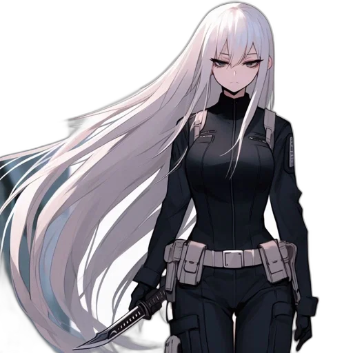 staff, weapon, hair, jacket, concept art, pixel art, anime, cyberpunk transparent PNG cut-out