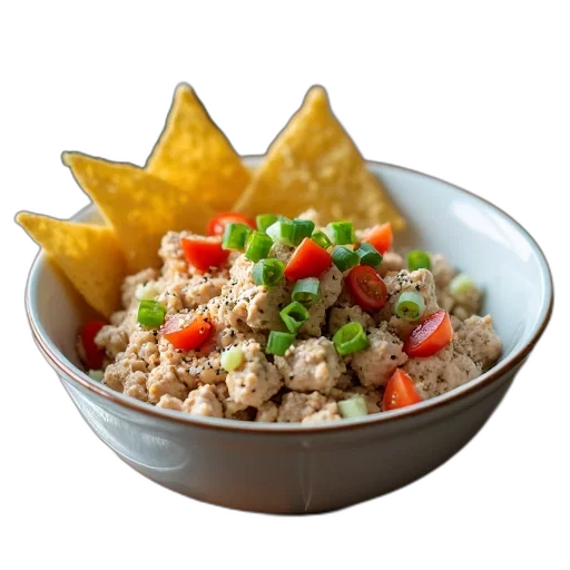food, photorealistic, 3d render, bowl, tuna, salad, chopped, onions transparent PNG cut-out