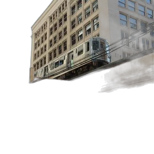 building, concept art, photorealistic, 3d render, watercolor, city street, fog, fire transparent PNG cut-out