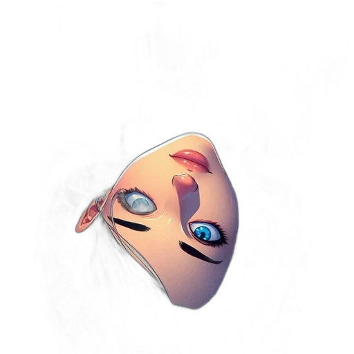 mask, face, creature, robot, concept art, 3d render, vaporwave, watercolor transparent PNG cut-out