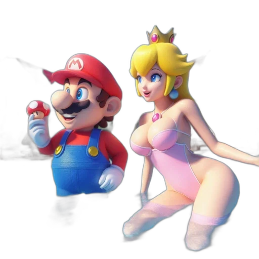 dress, weapon, crown, concept art, 3d render, pixel art, vaporwave, mario transparent PNG cut-out
