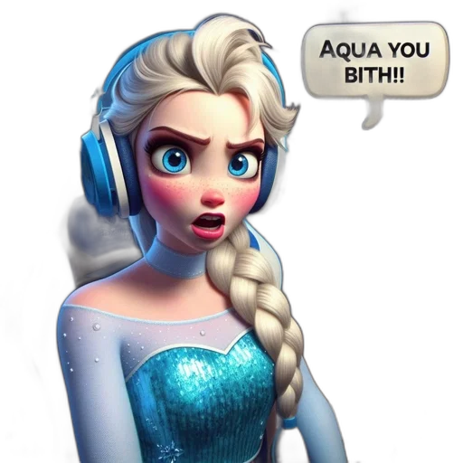 3d render, concept art, comic book art, cartoon, underwater, elsa, frozen, wears transparent PNG cut-out