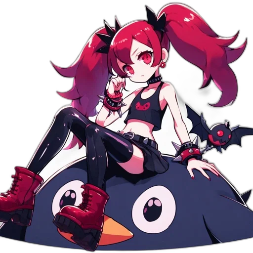 weapon, staff, pixel art, concept art, anime, cartoon, red, dark transparent PNG cut-out