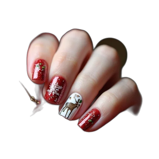 photorealistic, red, christmas, nail transparent PNG cut-out