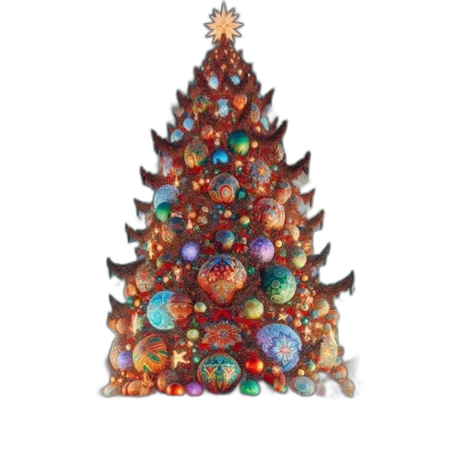 crown, tree, jewelry, staff, 3d render, elaborate, lit, christmas transparent PNG cut-out
