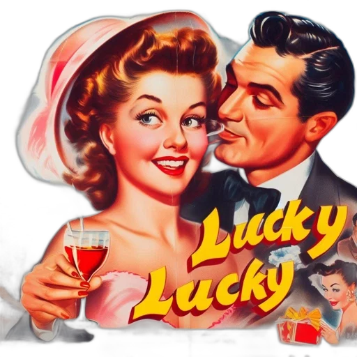 vintage, poster, lucky, man, leans, into, whispering, distance transparent PNG cut-out