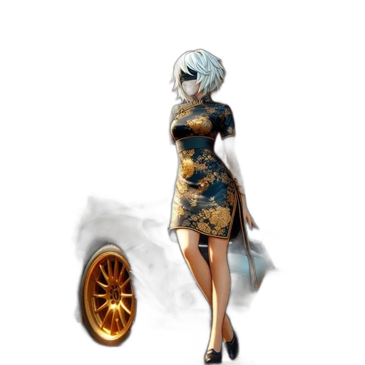 dress, car, weapon, robot, concept art, fantasy art, 3d render, anime transparent PNG cut-out